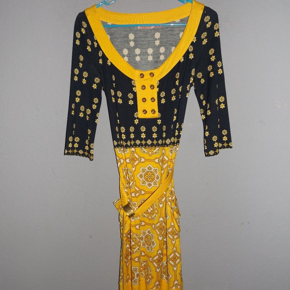 JUICY COUTURE pretty navy & yellow dress sz sm xs